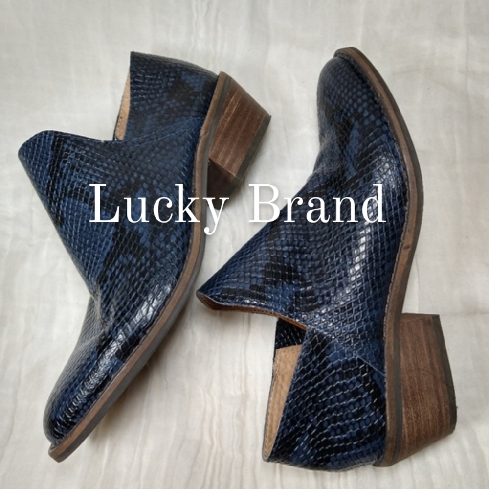 Lucky Brand Indigo Fausst Leather Ankle Boots 6.5